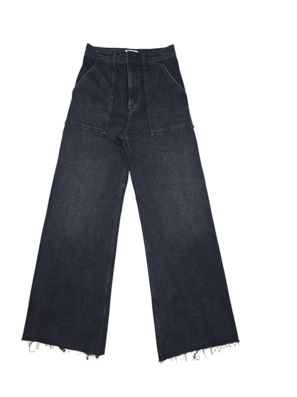Pistola penny wide leg utility black jeans front slant pockets women's size 26